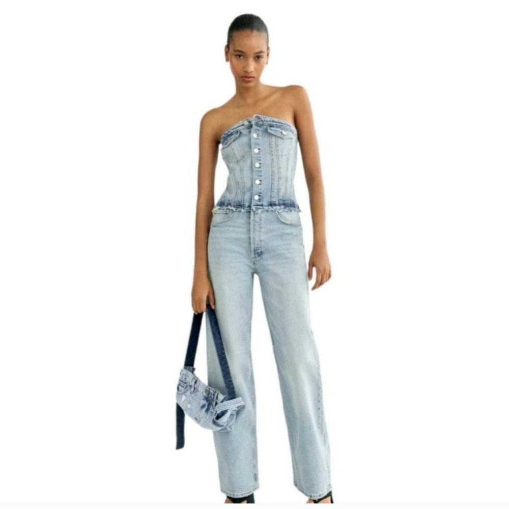 Zara Blue Denim Overalls